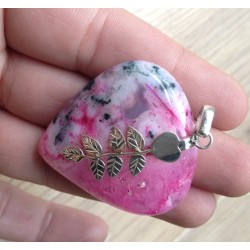 Zilveren hanger met grote roze Solar kwarts