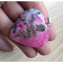 Zilveren hanger met grote roze Solar kwarts