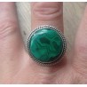 Zilveren edelsteen ring ronde Malachiet maat 19 mm