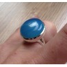 Zilveren ring met ronde blauwe Chalcedoon maat 17.3 mm
