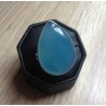 Zilveren ring grote druppelvorm blauwe Chalcedoon maat 17.5 mm