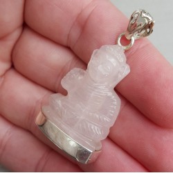 Zilveren hanger met Boeddha van Rozenkwarts