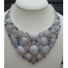 Zilveren ketting gezet met facet Maansteen en blauw Topaas