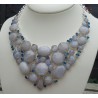 Zilveren ketting gezet met facet Maansteen en blauw Topaas