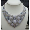 Zilveren ketting gezet met facet Maansteen en blauw Topaas