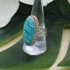 Zilveren ring met Amazoniet gezet in bewerkte setting 18.5 mm