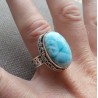 Zilveren ring Larimar gezet in bewerkte setting 17.7 mm
