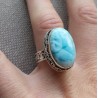 Zilveren ring Larimar gezet in bewerkte setting 17.7 mm