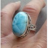 Zilveren ring Larimar gezet in bewerkte setting 17.7 mm