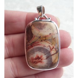 Zilveren hanger gezet met rechthoekige Birds Eye Jaspis