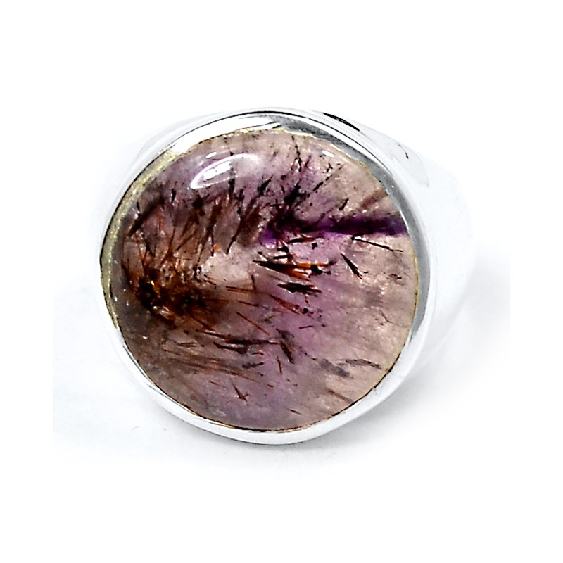 Zilveren ring met ronde Cacoxeniet ring maat 17.3 mm