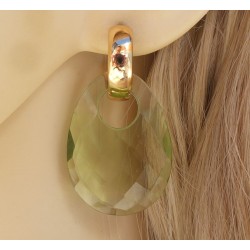 Creolen met ovale groene Amethist quartz