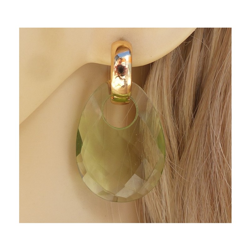 Creolen met ovale groene Amethist quartz