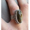 Zilveren ring met ovale Pietersiet in bewerkte setting 16.5 mm