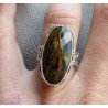 Zilveren ring met ovale Pietersiet in bewerkte setting 16.5 mm