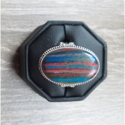 Zilveren ring met Calsilica in bewerkte setting 17.5 mm
