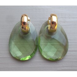 Creolen met ovale groene Amethist quartz