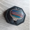 Zilveren ring met Calsilica in bewerkte setting 17.5 mm