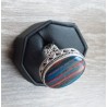Zilveren ring met Calsilica in bewerkte setting 17.5 mm