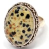 Zilveren ring met Dalmatier Jaspis en bewerkte kop 17.5 mm