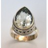 Zilveren ring met groene Amethist en bewerkte kop maat 17.3 mm