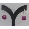 Zilveren oorbellen vierkante roze Toermalijn quartz en Zirkonia