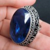 Zilveren ring blauw Abalone schelp in bewerkte setting 17.5 mm