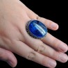 Zilveren ring blauw Abalone schelp in bewerkte setting 17.5 mm