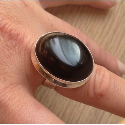 Zilveren ring met grote zwarte Onyx ring maat 17.7 mm