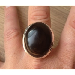 Zilveren ring met grote zwarte Onyx ring maat 17.7 mm