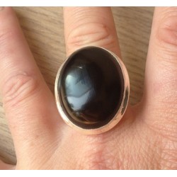 Zilveren ring met grote zwarte Onyx ring maat 17.7 mm