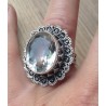 Zilveren ring met Kristal met bewerkte kop en band 17.3 mm