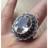 Zilveren ring met Kristal met bewerkte kop en band 17.3 mm