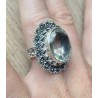 Zilveren ring met Kristal met bewerkte kop en band 17.3 mm