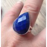Zilveren ring met facet druppelvorm Lapis Lazuli 18 mm