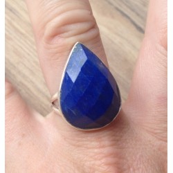 Zilveren ring met facet druppelvorm Lapis Lazuli 18 mm