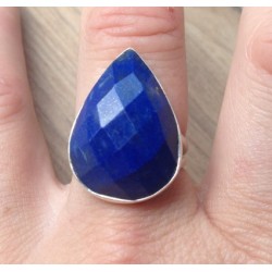 Zilveren ring met facet druppelvorm Lapis Lazuli 18 mm