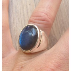 Zilveren edelsteen ring met Labradoriet ring maat 17.3 mm
