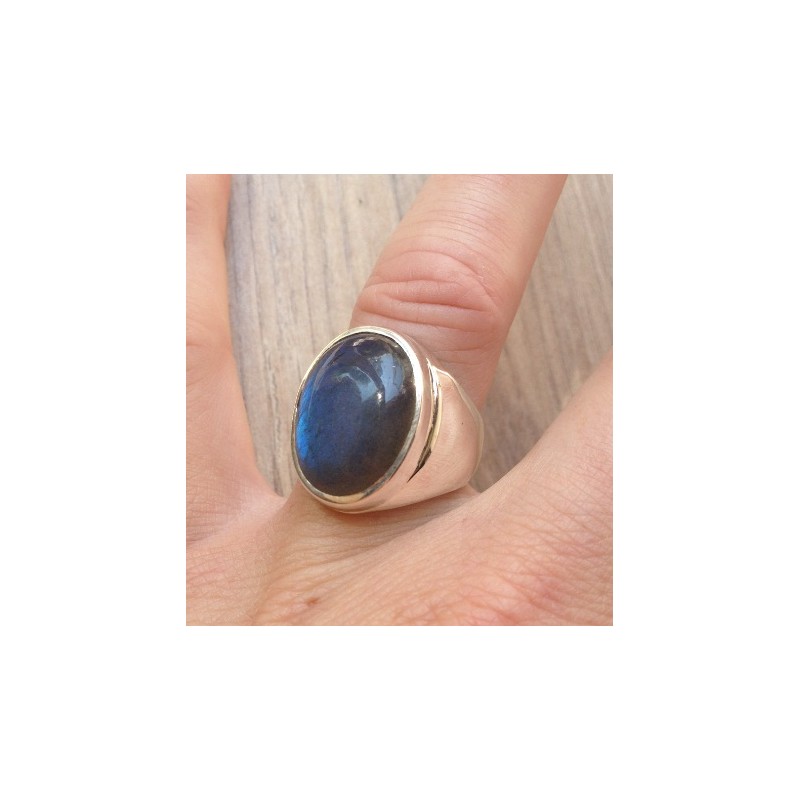Zilveren edelsteen ring met Labradoriet ring maat 17.3 mm