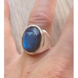 Zilveren edelsteen ring met Labradoriet ring maat 17.3 mm