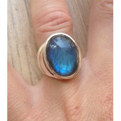 Zilveren edelsteen ring met Labradoriet ring maat 17.3 mm