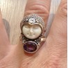 Zilveren ring met gezicht uit been en Amethist 17.3 mm