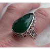 Zilveren ring facet groene Onyx gezet in bewerkte setting 19 mm