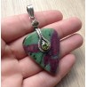 Zilveren edelsteen hanger met Robijn Zoisiet en Peridot
