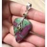 Zilveren edelsteen hanger met Robijn Zoisiet en Peridot