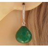 Zilveren oorbellen met Emerald druppel