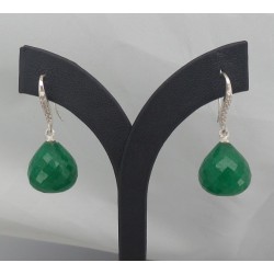 Zilveren oorbellen met Emerald druppel