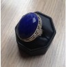Zilveren ring met ovale facet Lapis Lazuli bewerkte setting 17.5