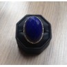Zilveren ring met ovale facet Lapis Lazuli bewerkte setting 17.5