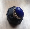 Zilveren ring met ovale facet Lapis Lazuli bewerkte setting 17.5